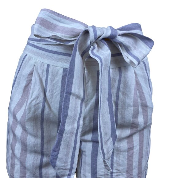 Express Women's Light Purple Striped High-Waisted Paper Bag Shorts Size 6 - Picture 4 of 10